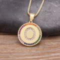 Gold plated colorful zirconia letter O pendant necklace fashion jewelry for women - Letter O