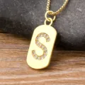 Gold letter S pendant necklace with shimmering cubic zirconia, elegant jewelry gift for women. - Letter S