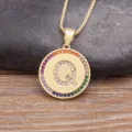 Gold Plated Letter Q Pendant Necklace with Shiny Colorful Cubic Zirconia Stones Variant - Letter Q
