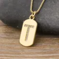 Gold-plated 18K letter T pendant necklace with sparkling cubic zirconia stones for women. - Letter T