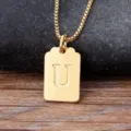 Collana con ciondolo lettera U quadrata placcata oro gioielli minimalisti delicati per donna - Lettera U