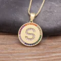 Gold Plated Alphabet Letter S Zircon Pendant Necklace With Colorful Crystal Jewelry - S