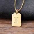 Collana con ciondolo quadrato lettera X placcata oro, gioielli moda minimalista donna. - Lettera X