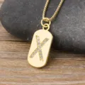 Gold initial letter X pendant necklace with sparkling zirconia stones on tag, elegant jewelry. - Letter X