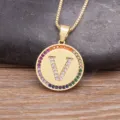 Gold-plated copper micro-pave cubic zirconia initial letter V pendant necklace for women - Letter V