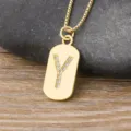 Gold initial letter Y pendant necklace with sparkling zirconia, elegant minimalist jewelry design. - Letter Y