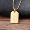 Collana con ciondolo quadrato minimalista placcato in oro con iniziale Z regalo gioiello - Lettera Z