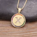 Gold Plated Initial X Letter Pendant Necklace With Colorful Zirconia Halo Charm For Women - Letter X