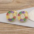Colorful Crystal Letter C Stud Earrings Gold Plated Zircon Alphabet Jewelry For Women - Letter C