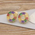 Colorful crystal zircon letter G alphabet stud earrings 18k gold plated fashion jewelry - Letter G