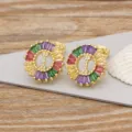 Colorful crystal alphabet stud earrings, 18k gold plated fashion jewelry for women. - Letter I