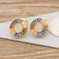Gold Plated Letter Q Stud Earrings Colorful Cubic Zirconia Fashion Jewelry Variant - Letter Q