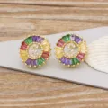 Colorful Crystal Letter S Stud Earrings Gold Plated Zircon Fashion Jewelry Gift - Letter S