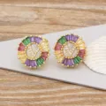 Gold Plated Multi-Color Crystal Alphabet Letter V Stud Earrings Fashion Jewelry Women - Letter V