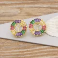 Gold-plated colorful crystal letter Y stud earrings, exquisite zircon fashion jewelry for women. - Letter Y