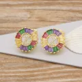 Gold plated colorful zircon letter Z stud earrings for women fashion crystal jewelry - Letter Z