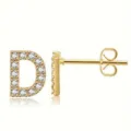 Goldener Buchstabe D Kristall Ohrring Detailansicht, Strass Edelstahl Stift Schmuck. - Stil D