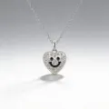 Silber Strass Herz Smiley Gesicht Anhänger Halskette Mode Schlüsselbeinkette Schmuck - Smiley-Herz-Halskette (Silber)