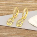 Gold Plated Zircon Letter C Hoop Earrings Elegant Minimalist Alphabet Ear Jewelry Variant - Letter C