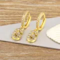 Gold-Plated 18K Zircon Letter G Hoop Earrings Elegant European Fashion Jewelry Accessories - Letter G