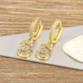 Copper 18k gold plated micro paved zircon letter S hoop earrings for women fashion jewelry gift - S