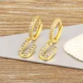 Gold plated letter U hoop earrings paved with sparkling cubic zirconia for women chic jewelry - Letter U