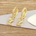 Gold Plated Zirconia Number 2 Hoop Earrings Elegant Dangle Earrings Fashion Jewelry SKU - Letter Z