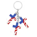 American flag cross keychain metal keyring patriotic Independence Day bag charm pendant - Triple Cross Style