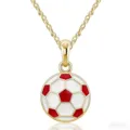 Goldene Fussball Halskette niedliche Legierung Sport Stil Anhaenger Damen Schmuck - Rote Halskette