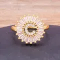 Gold Plated Letter C Zircon Ring Elegant Initial Alphabet Finger Ring Jewelry Gift For Women - Letter C
