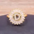 Gold plated 18k letter D zirconia ring delicate dainty alphabet finger jewelry accessory gift - Letter D