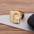 Gold plated alphabet letter G open ring for men women adjustable fashion jewelry - Letter G