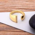 Gold plated open ring with sparkling cubic zirconia stones for women daily fashion wear SKU - Letter I / Gold