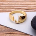 Gold Plated Open Initial Letter Ring CZ Zirconia Alphabet Finger Jewelry Chic Stylish - Letter J / Gold