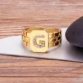 Δαχτυλίδι Γράμμα G Επιχρυσωμένο 18K Ζιργκόν Λουράκι Ρολόι Hip Hop Ρυθμιζόμενο Chic - Στυλ Γράμματος G / Ρυθμιζόμενο / Χρυσό