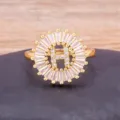 Gold plated brass initial letter H ring sparkling white zircon elegant fashion jewelry - Letter H