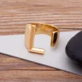 Gold plated letter L open ring for men and women minimalist fashion couple jewelry gift. - Letter L