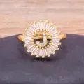 Gold-plated Initial J Ring with Sparkling Zirconia Stones Elegant Letter Jewelry Piece - Letter J