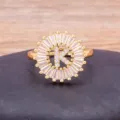 Gold Plated Letter K Zircon Ring Small Round Initial Ring Jewelry for Women and Girls - Letter K