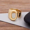 Gold 18K plated letter O open ring for men and women minimalist fashion finger jewelry - Letter O
