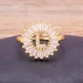Gold plated letter L zircon ring, elegant initial crystal circular finger jewelry. - L