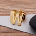 Gold plated alphabet W ring adjustable open letter rings unisex jewelry accessory - Letter W