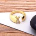 Gold plated letter X ring with sparkling cubic zirconia, adjustable open ring for women stylish. - Letter X / Gold