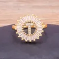 Copper 18K gold plated letter T zircon ring, minimalist round initial jewelry for women. - Letter T