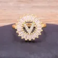 Gold 18K Plated Letter V Zircon Ring, Elegant Geometric CZ Initials Jewelry for Women - Letter V