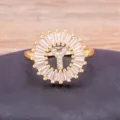 Copper 18K gold plated alphabet Y zircon ring, delicate letter crystal ring for women. - Letter Y