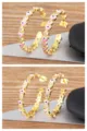 Gold plated evil eye heart star hoop earrings fashionable women crystal jewelry charm - Pink