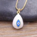 Vergulde boze oog druppel hanger ketting, trendy blauwe emaille sieraden voor vrouwen. - Wit (N628)