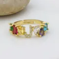 Anello con alfabeto in zircone colorato placcato oro anello aperto regolabile donna - Lettera J