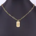 Goldene Paperclip Kette Halskette mit himmlischer Sonne Mond Auge Anhänger Damen. - Himmlische Runde Plattenkette (N562)